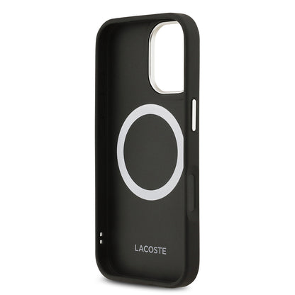 iPhone 17 Kılıf Lacoste Orjinal Lisanslı M-safe Şarj Özellikli Champs Elysees PU Deri Tasarımlı Kapak