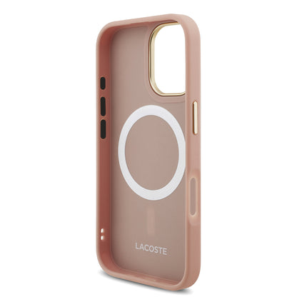 iPhone 17 Kılıf Lacoste Orjinal Lisanslı M-safe Şarj Özellikli Champs Elysees PU Deri Tasarımlı Kapak