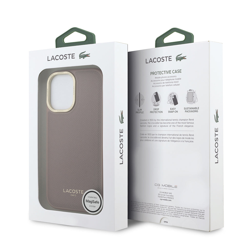 iPhone 17 Kılıf Lacoste Orjinal Lisanslı M-safe Şarj Özellikli Champs Elysees PU Deri Tasarımlı Kapak