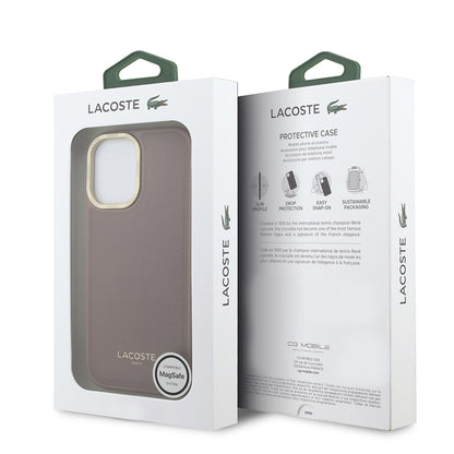 iPhone 17 Kılıf Lacoste Orjinal Lisanslı M-safe Şarj Özellikli Champs Elysees PU Deri Tasarımlı Kapak