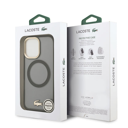 iPhone 17 Kılıf Lacoste Orjinal Lisanslı M-safe Şarj Özellikli Gold Timsah Logolu Buzlu Kapak