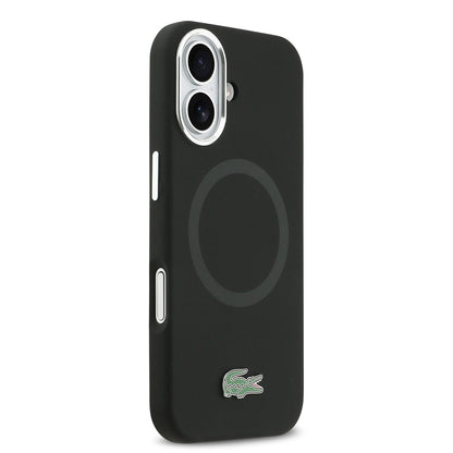 iPhone 17 Kılıf Lacoste Orjinal Lisanslı M-safe Şarj Özellikli İkonik Logolu Metal Kamera Çerçeveli Silikon Kapak