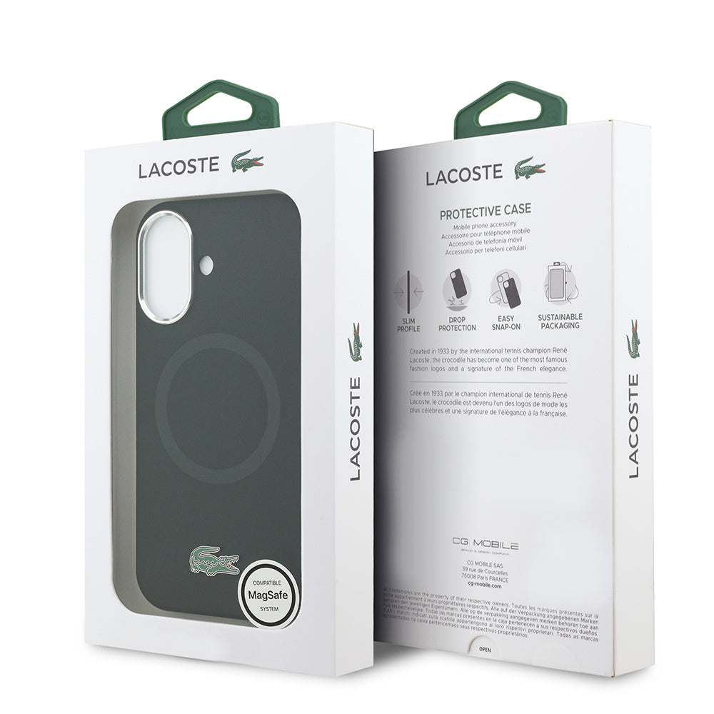 iPhone 17 Kılıf Lacoste Orjinal Lisanslı M-safe Şarj Özellikli İkonik Logolu Metal Kamera Çerçeveli Silikon Kapak