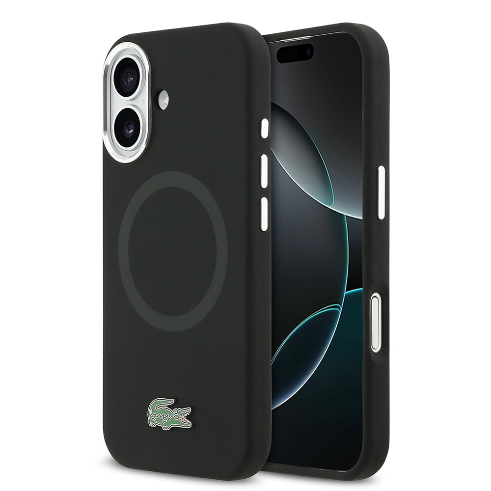 iPhone 17 Kılıf Lacoste Orjinal Lisanslı M-safe Şarj Özellikli İkonik Logolu Metal Kamera Çerçeveli Silikon Kapak