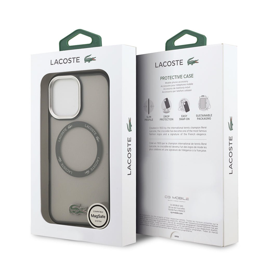 iPhone 17 Kılıf Lacoste Orjinal Lisanslı M-safe Şarj Özellikli İkonik Timsah Logolu Buzlu Kapak