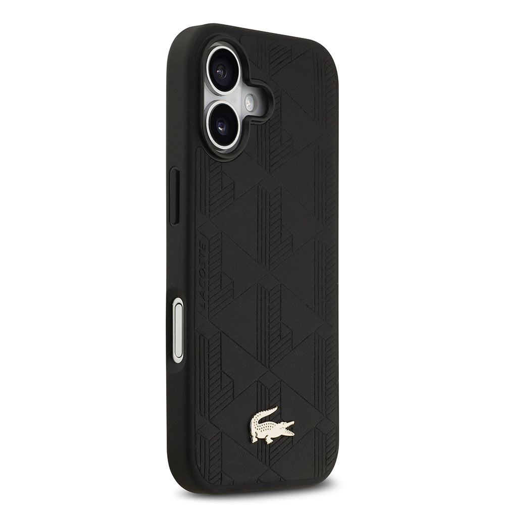 iPhone 17 Kılıf Lacoste Orjinal Lisanslı M-safe Şarj Özellikli PU Deri Tasarımlı Karışık Monogram Desenli Kapak