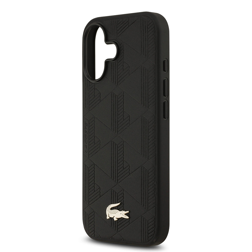 iPhone 17 Kılıf Lacoste Orjinal Lisanslı M-safe Şarj Özellikli PU Deri Tasarımlı Karışık Monogram Desenli Kapak
