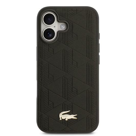 iPhone 17 Kılıf Lacoste Orjinal Lisanslı M-safe Şarj Özellikli PU Deri Tasarımlı Karışık Monogram Desenli Kapak