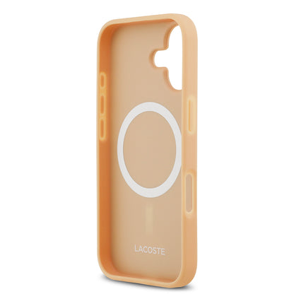 iPhone 17 Kılıf Lacoste Orjinal Lisanslı M-safe Şarj Özellikli PU Deri Tasarımlı Karışık Monogram Desenli Kapak