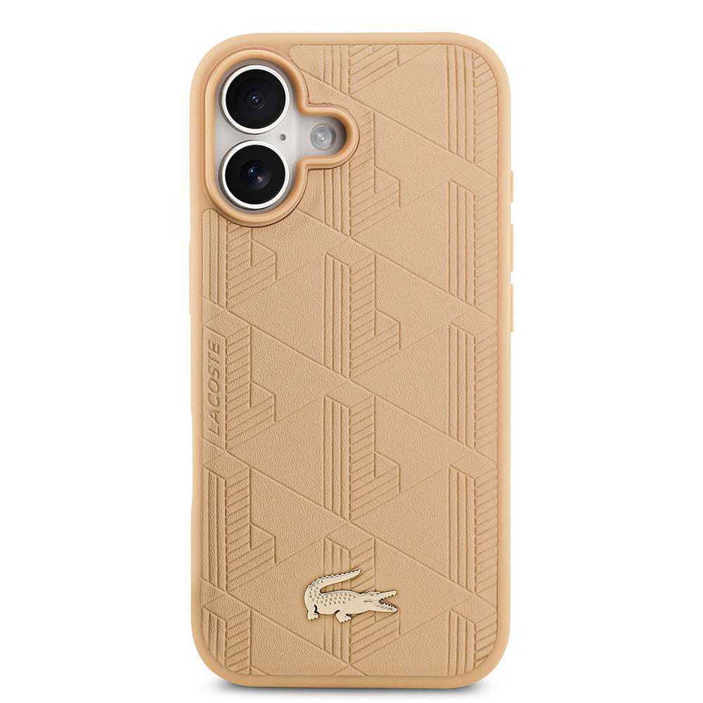 iPhone 17 Kılıf Lacoste Orjinal Lisanslı M-safe Şarj Özellikli PU Deri Tasarımlı Karışık Monogram Desenli Kapak