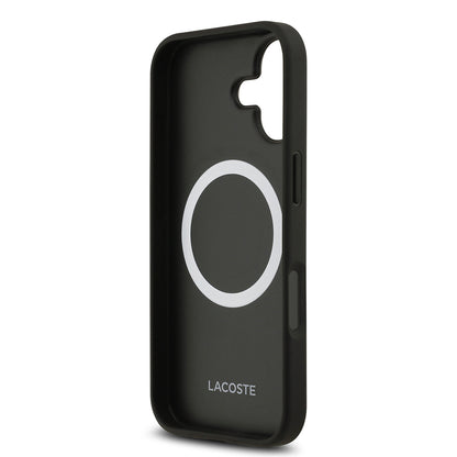 iPhone 17 Kılıf Lacoste Orjinal Lisanslı M-safe Şarj Özellikli PU Deri Tasarımlı Kartlıklı Karışık Monogram Desenli Kapak