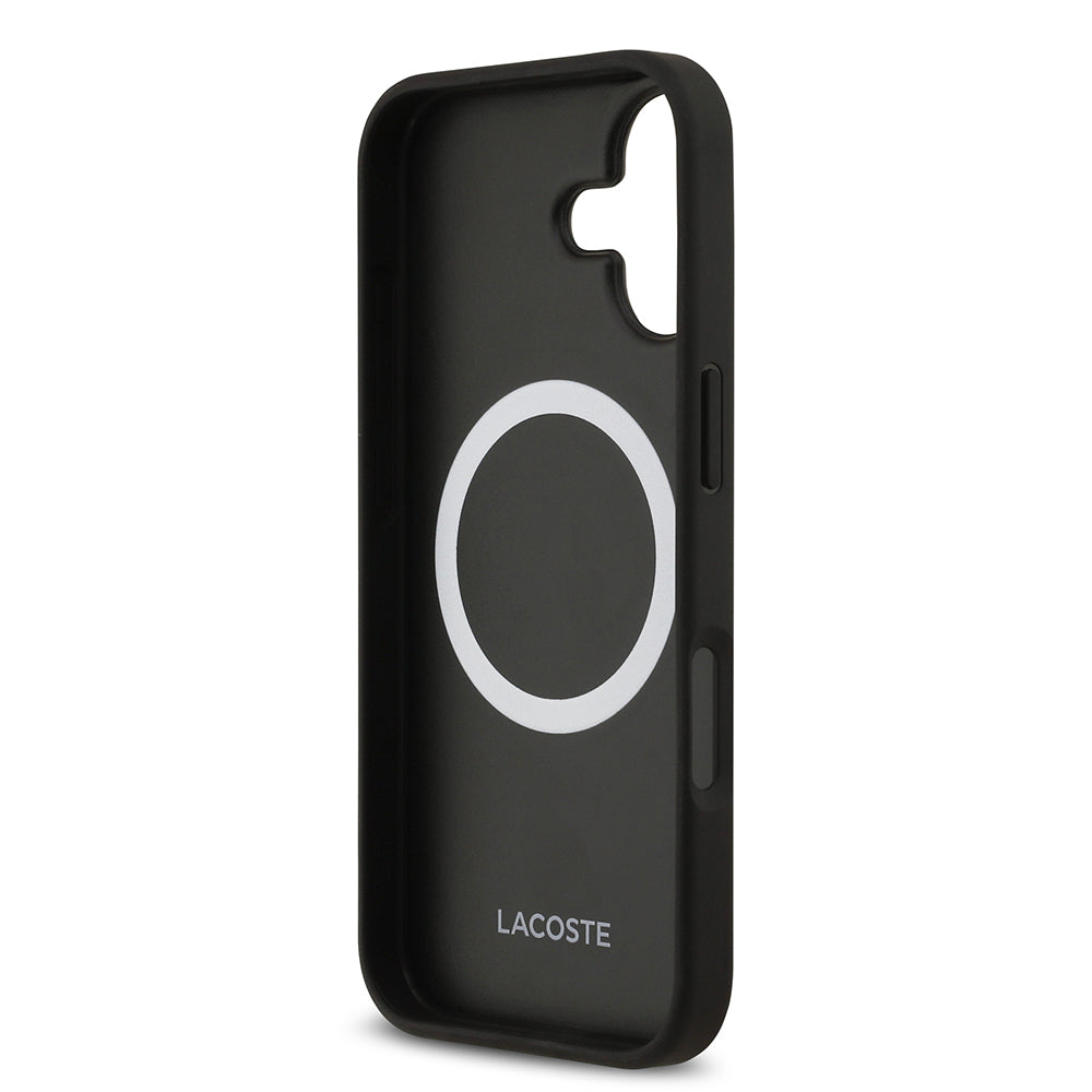 iPhone 17 Kılıf Lacoste Orjinal Lisanslı M-safe Şarj Özellikli PU Deri Tasarımlı Metal Logolu Kapak