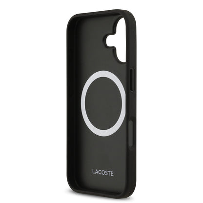 iPhone 17 Kılıf Lacoste Orjinal Lisanslı M-safe Şarj Özellikli PU Deri Tasarımlı Metal Logolu Kapak