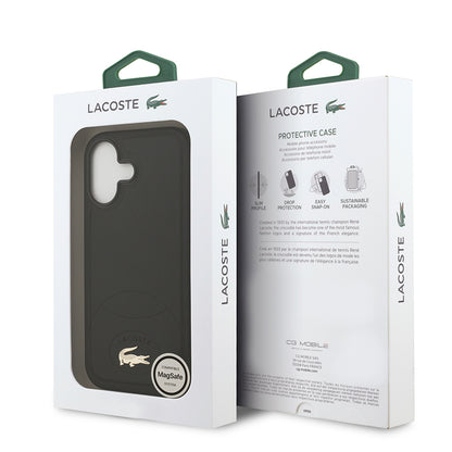 iPhone 17 Kılıf Lacoste Orjinal Lisanslı M-safe Şarj Özellikli PU Deri Tasarımlı Metal Logolu Kapak