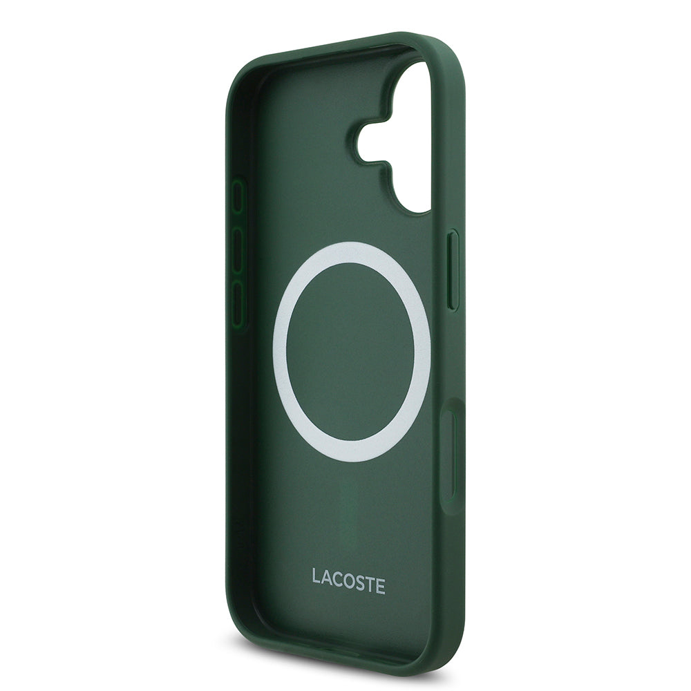 iPhone 17 Kılıf Lacoste Orjinal Lisanslı M-safe Şarj Özellikli PU Deri Tasarımlı Metal Logolu Kapak