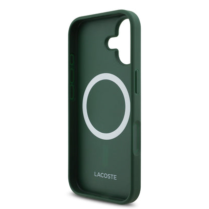 iPhone 17 Kılıf Lacoste Orjinal Lisanslı M-safe Şarj Özellikli PU Deri Tasarımlı Metal Logolu Kapak