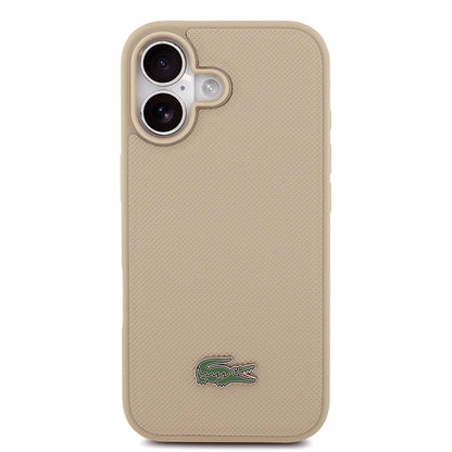 iPhone 17 Kılıf Lacoste Orjinal Lisanslı M-safe Şarj Özellikli PU Pike Desenli Metal Logolu Kartlıklı Kapak