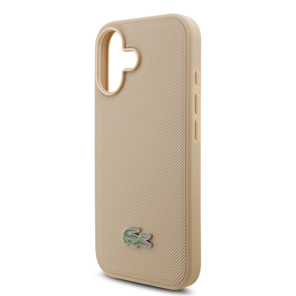 iPhone 17 Kılıf Lacoste Orjinal Lisanslı M-safe Şarj Özellikli PU Pike Desenli Metal Logolu Kartlıklı Kapak