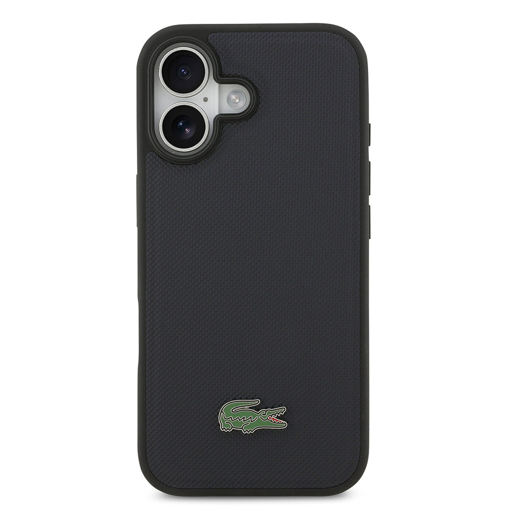 iPhone 17 Kılıf Lacoste Orjinal Lisanslı M-safe Şarj Özellikli PU Pike Desenli Metal Logolu Kartlıklı Kapak