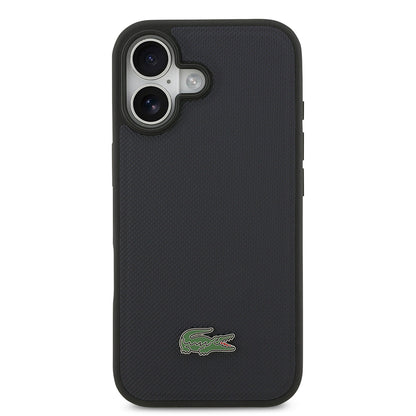 iPhone 17 Kılıf Lacoste Orjinal Lisanslı M-safe Şarj Özellikli PU Pike Desenli Metal Logolu Kartlıklı Kapak