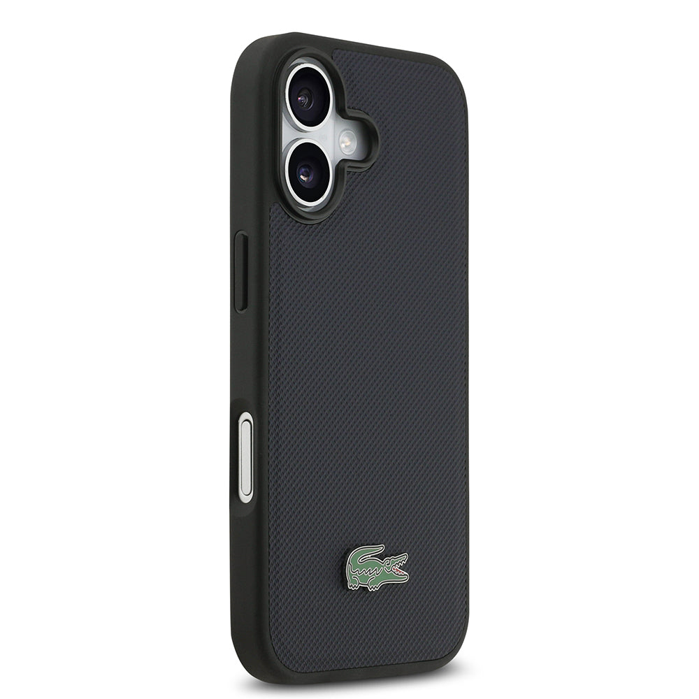 iPhone 17 Kılıf Lacoste Orjinal Lisanslı M-safe Şarj Özellikli PU Pike Desenli Metal Logolu Kartlıklı Kapak