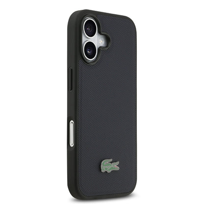 iPhone 17 Kılıf Lacoste Orjinal Lisanslı M-safe Şarj Özellikli PU Pike Desenli Metal Logolu Kartlıklı Kapak
