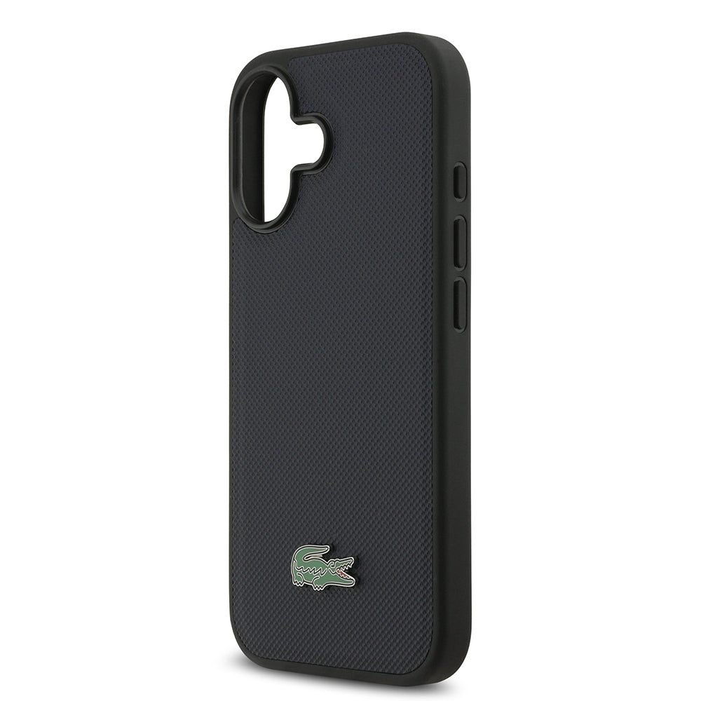 iPhone 17 Kılıf Lacoste Orjinal Lisanslı M-safe Şarj Özellikli PU Pike Desenli Metal Logolu Kartlıklı Kapak