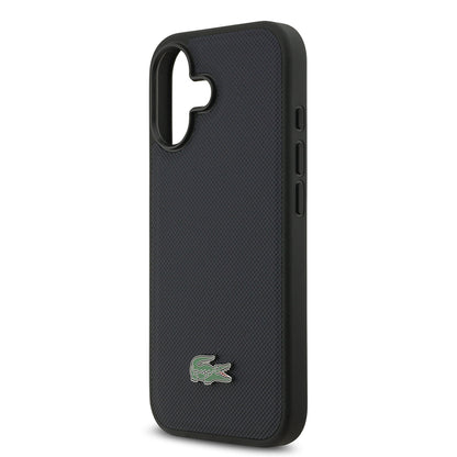 iPhone 17 Kılıf Lacoste Orjinal Lisanslı M-safe Şarj Özellikli PU Pike Desenli Metal Logolu Kartlıklı Kapak