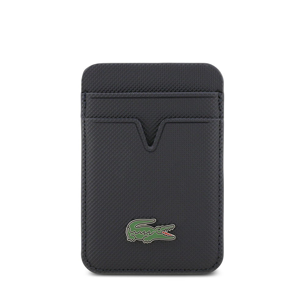 iPhone 17 Kılıf Lacoste Orjinal Lisanslı M-safe Şarj Özellikli PU Pike Desenli Metal Logolu Kartlıklı Kapak