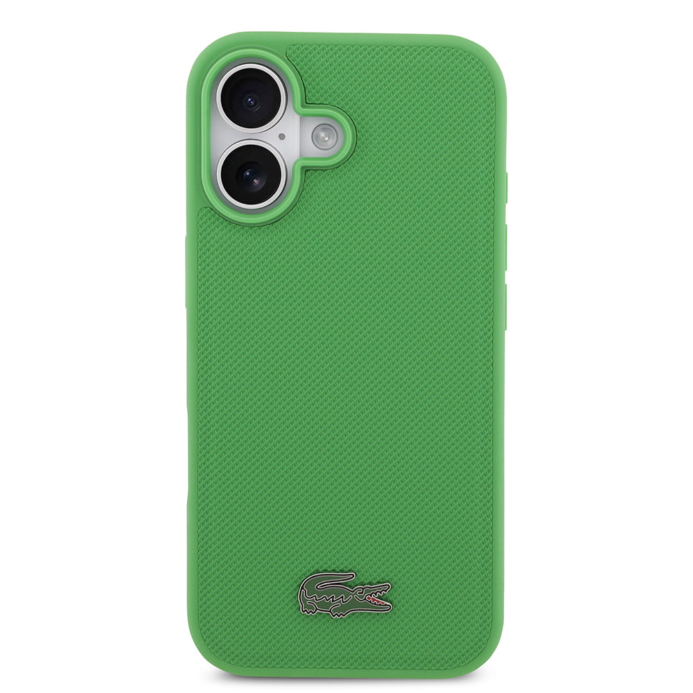 iPhone 17 Kılıf Lacoste Orjinal Lisanslı M-safe Şarj Özellikli PU Pike Desenli Metal Logolu Kartlıklı Kapak