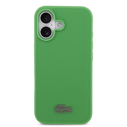 iPhone 17 Kılıf Lacoste Orjinal Lisanslı M-safe Şarj Özellikli PU Pike Desenli Metal Logolu Kartlıklı Kapak