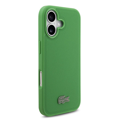 iPhone 17 Kılıf Lacoste Orjinal Lisanslı M-safe Şarj Özellikli PU Pike Desenli Metal Logolu Kartlıklı Kapak