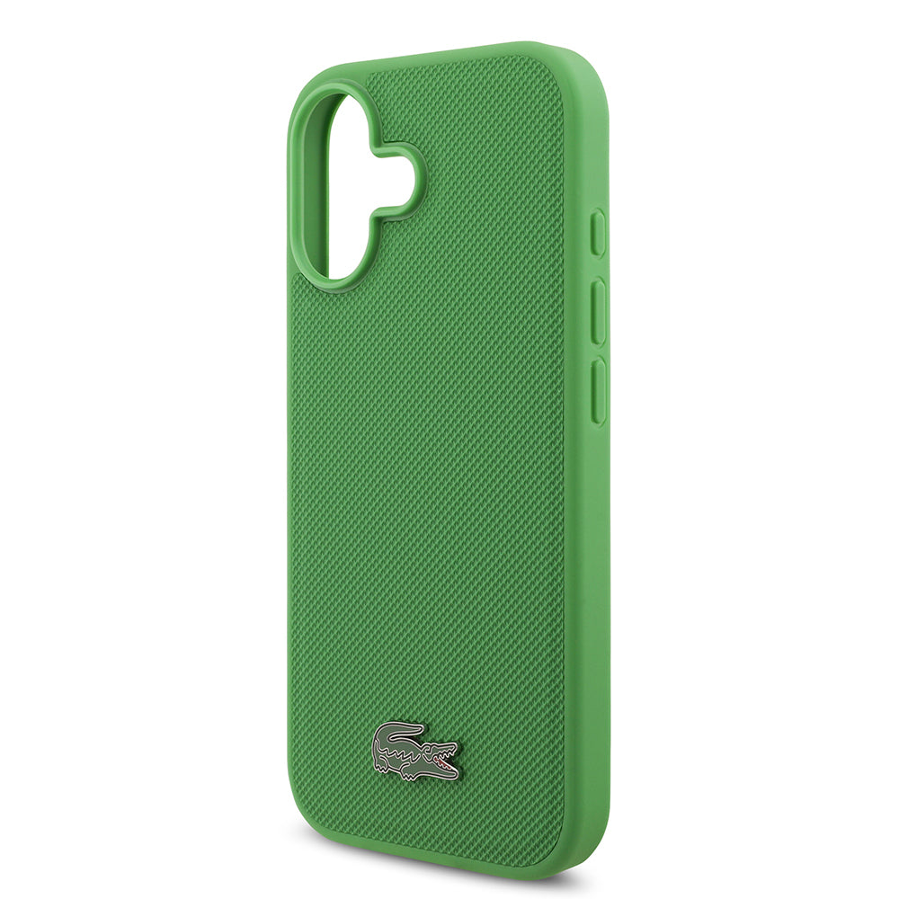 iPhone 17 Kılıf Lacoste Orjinal Lisanslı M-safe Şarj Özellikli PU Pike Desenli Metal Logolu Kartlıklı Kapak