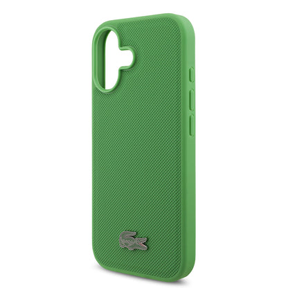 iPhone 17 Kılıf Lacoste Orjinal Lisanslı M-safe Şarj Özellikli PU Pike Desenli Metal Logolu Kartlıklı Kapak