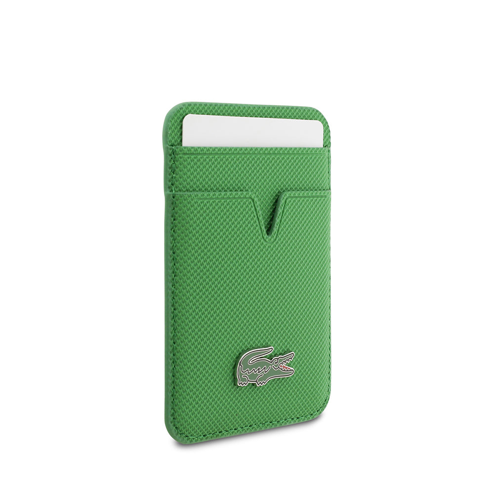 iPhone 17 Kılıf Lacoste Orjinal Lisanslı M-safe Şarj Özellikli PU Pike Desenli Metal Logolu Kartlıklı Kapak