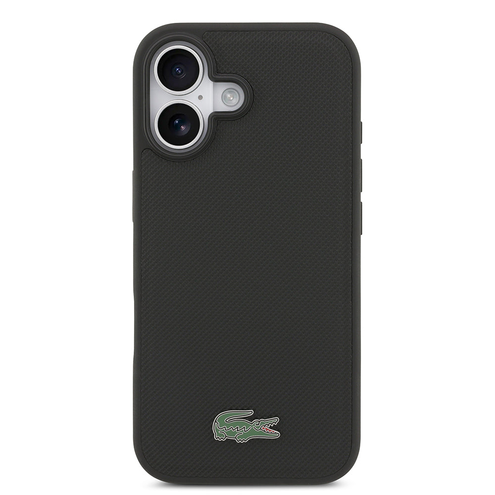 iPhone 17 Kılıf Lacoste Orjinal Lisanslı M-safe Şarj Özellikli PU Pike Desenli Metal Logolu Kartlıklı Kapak