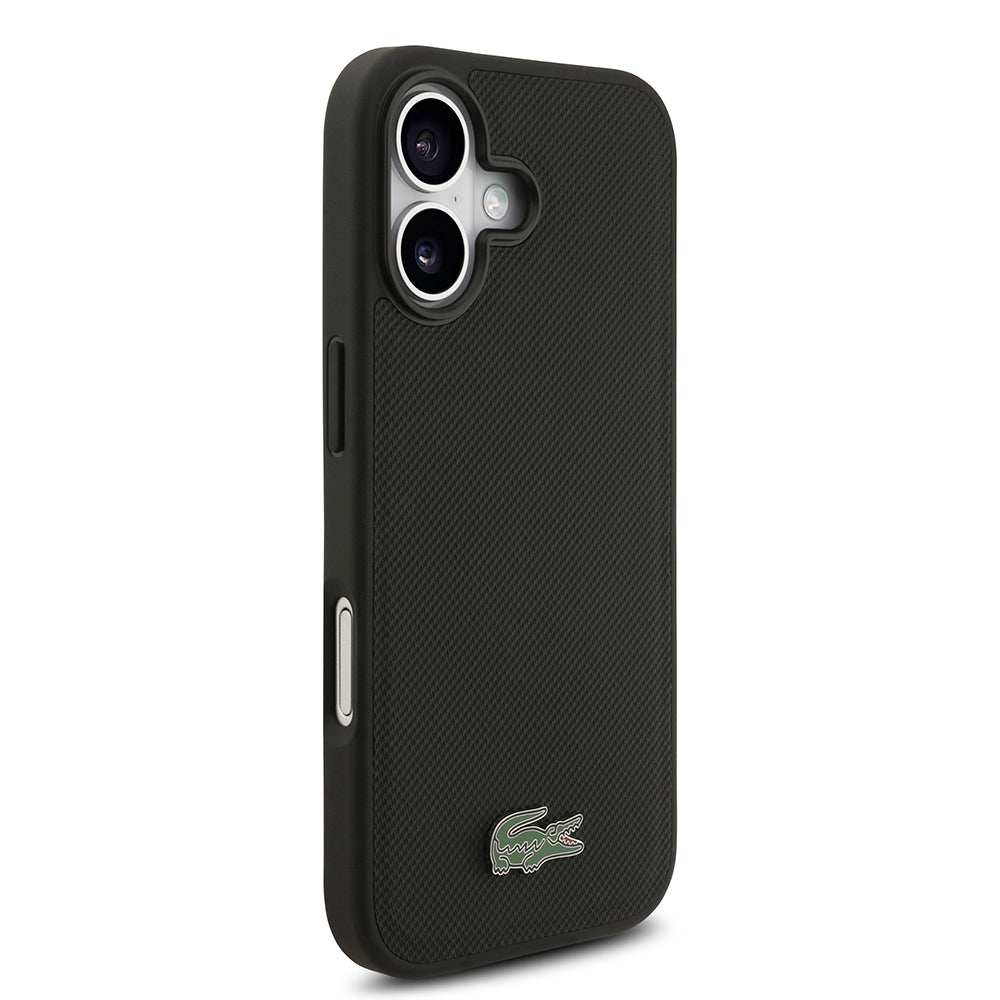 iPhone 17 Kılıf Lacoste Orjinal Lisanslı M-safe Şarj Özellikli PU Pike Desenli Metal Logolu Kartlıklı Kapak