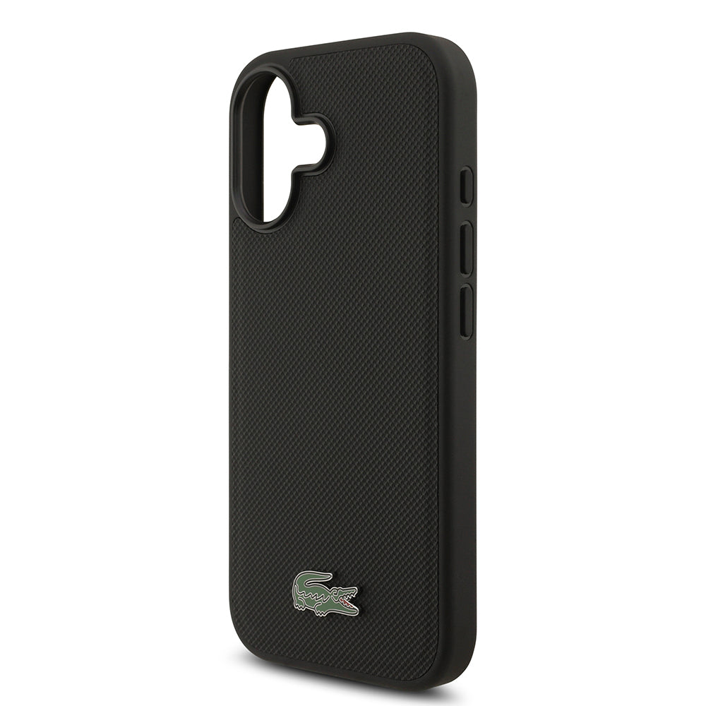 iPhone 17 Kılıf Lacoste Orjinal Lisanslı M-safe Şarj Özellikli PU Pike Desenli Metal Logolu Kartlıklı Kapak