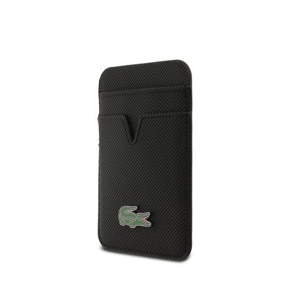 iPhone 17 Kılıf Lacoste Orjinal Lisanslı M-safe Şarj Özellikli PU Pike Desenli Metal Logolu Kartlıklı Kapak
