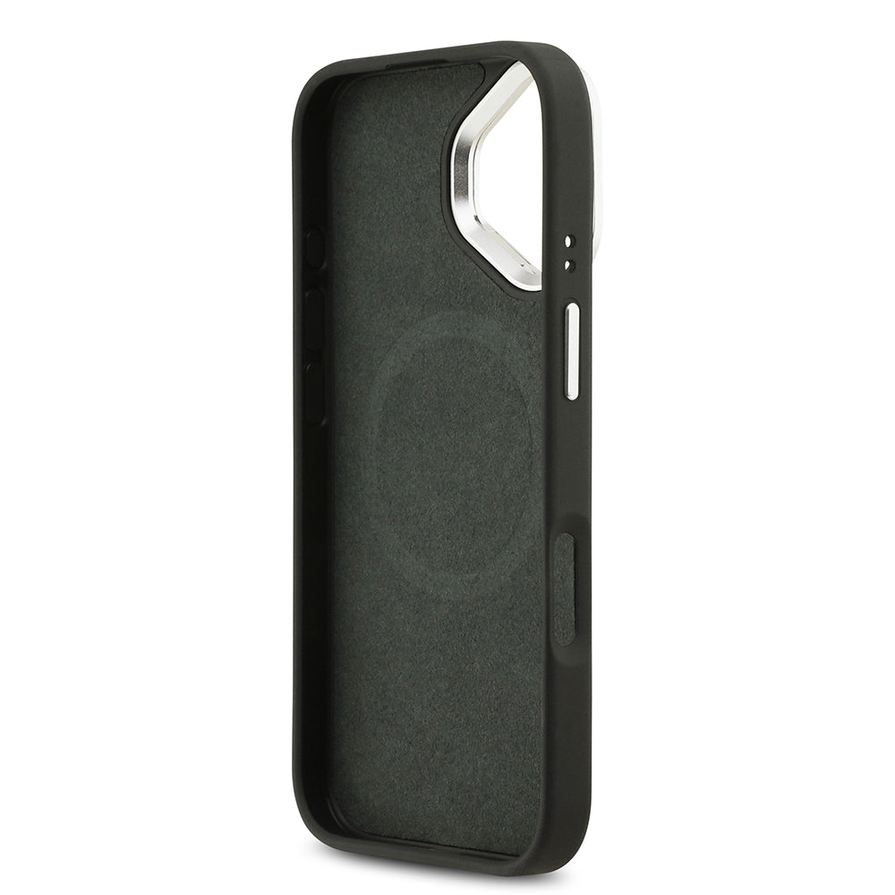iPhone 17 Kılıf Lacoste Orjinal Lisanslı M-safe Şarj Özellikli PU Pike Desenli Standlı Metal Logolu Kapak