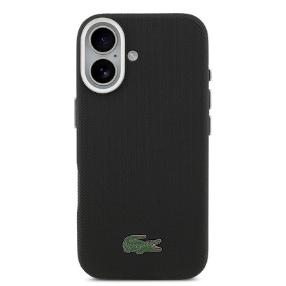 Apple iPhone 17 Kılıf Lacoste Orjinal Lisanslı M-Safe Şarj Özellikli PVC Pike Desenli Arka Yüzey İkonik Timsah Dokuma Logolu Kapak
