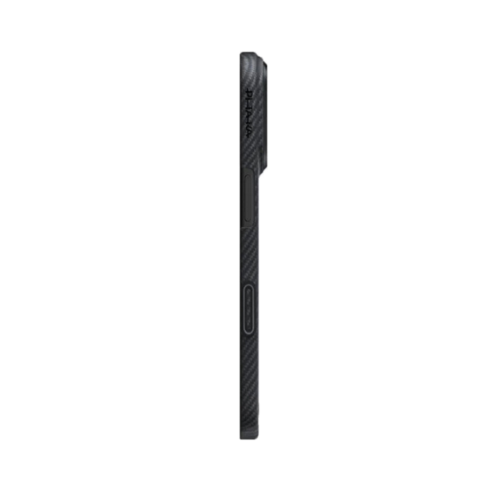 iPhone 17 Kılıf M-safe Şarj Özellikli 1500D Aramid Fiber Pitaka Ultra-Slim Classic Serisi Black-Grey Twill Kapak