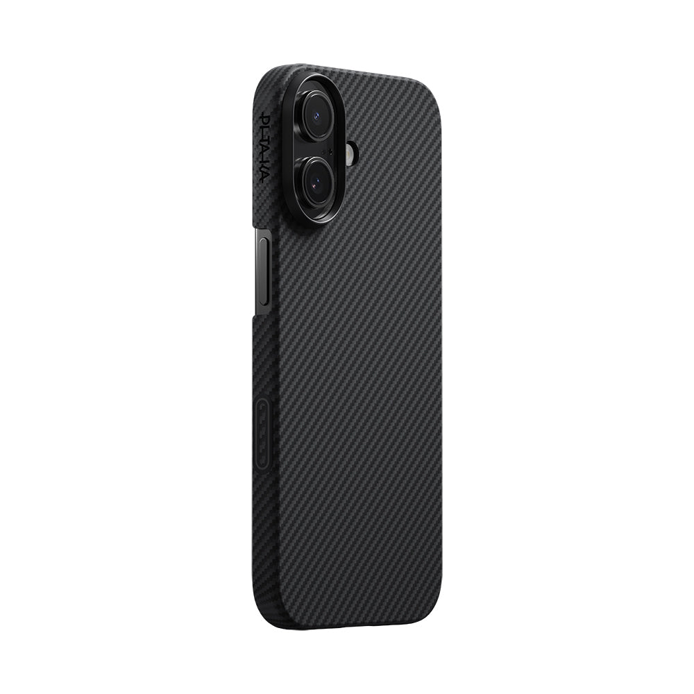 iPhone 17 Kılıf M-safe Şarj Özellikli 1500D Aramid Fiber Pitaka Ultra-Slim Classic Serisi Black-Grey Twill Kapak