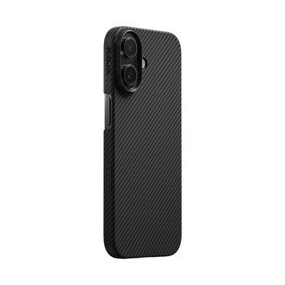 iPhone 17 Kılıf M-safe Şarj Özellikli 1500D Aramid Fiber Pitaka Ultra-Slim Classic Serisi Black-Grey Twill Kapak