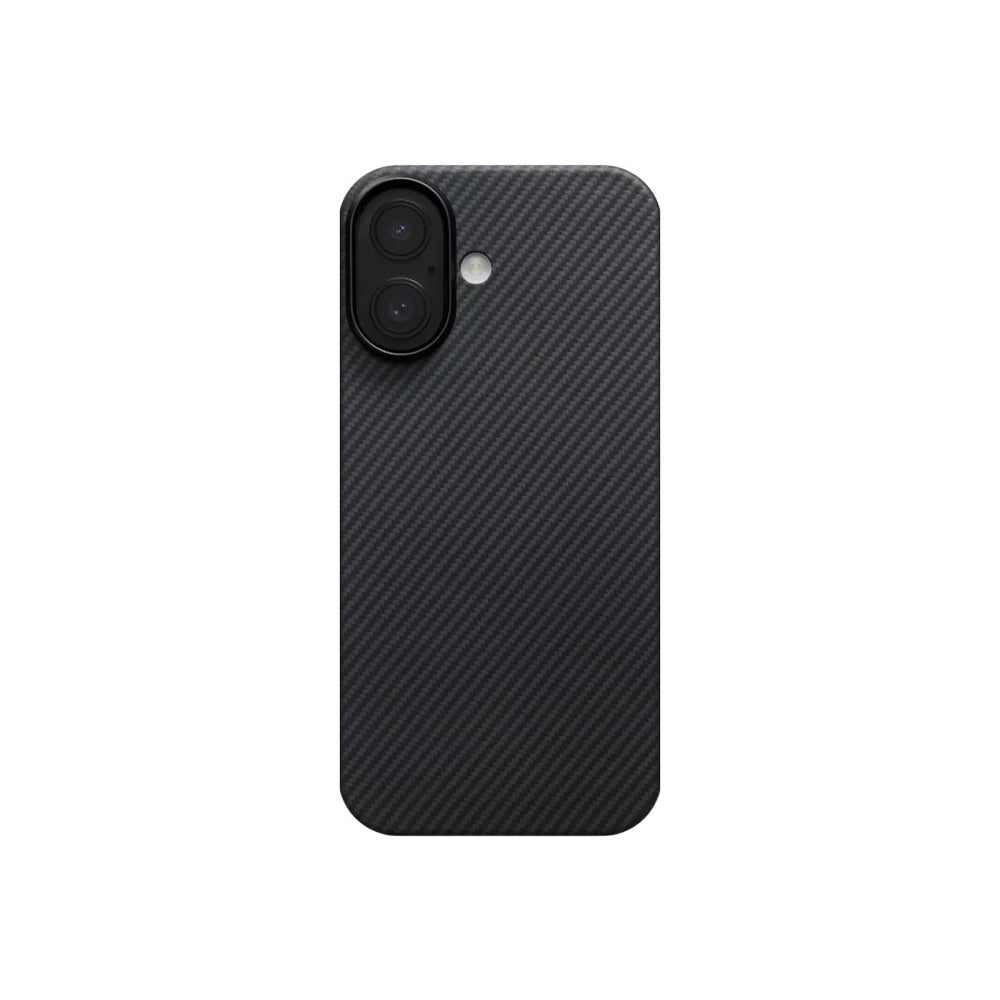 iPhone 17 Kılıf M-safe Şarj Özellikli 1500D Aramid Fiber Pitaka Ultra-Slim Classic Serisi Black-Grey Twill Kapak