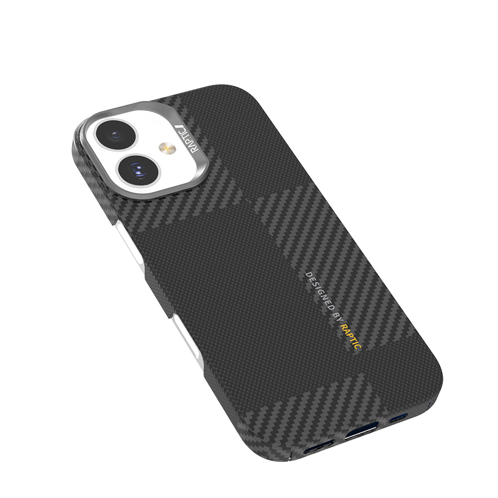 iPhone 17 Kılıf M-safe Şarj Özellikli 600D Metal Kamera Çerçeveli Raptic Aramid Fiber Geotik Serisi Kapak
