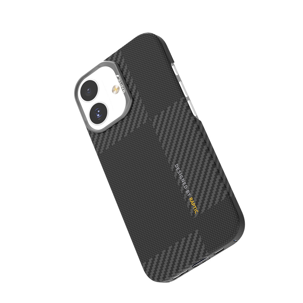iPhone 17 Kılıf M-safe Şarj Özellikli 600D Metal Kamera Çerçeveli Raptic Aramid Fiber Geotik Serisi Kapak