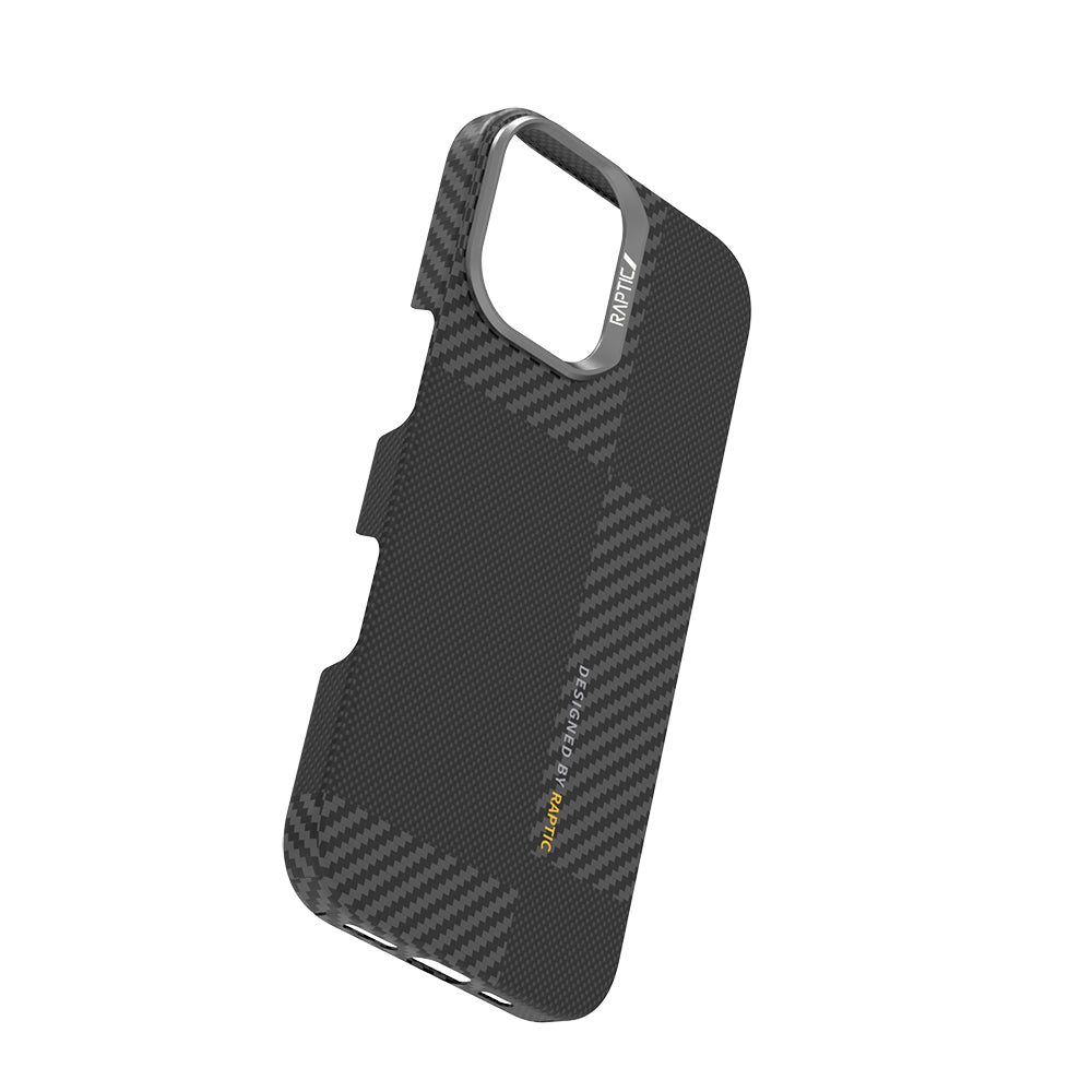 iPhone 17 Kılıf M-safe Şarj Özellikli 600D Metal Kamera Çerçeveli Raptic Aramid Fiber Geotik Serisi Kapak