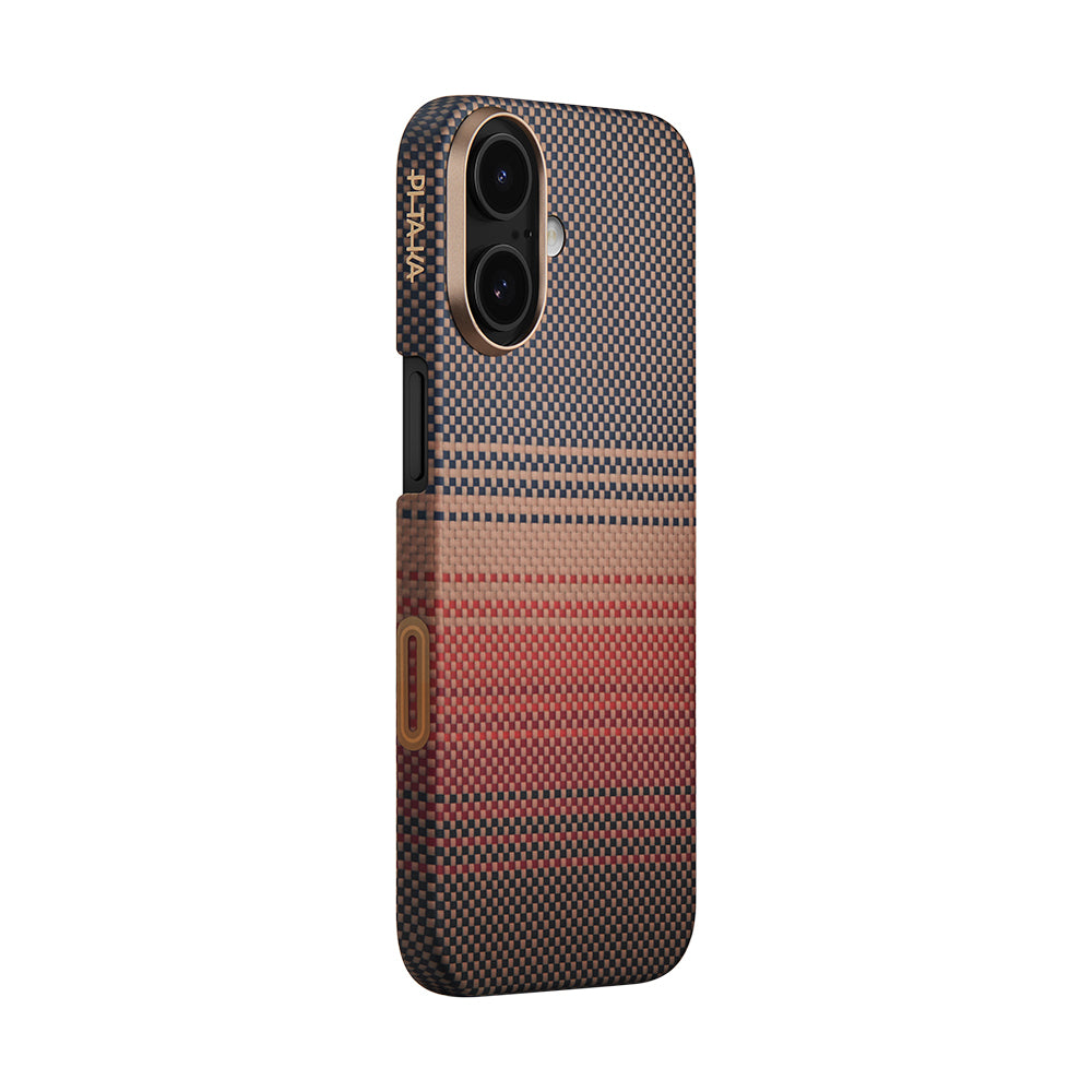 iPhone 17 Kılıf M-safe Şarj Özellikli Aramid Fiber Pitaka Tactile Woven Sunset-Moonrise Serisi Kapak