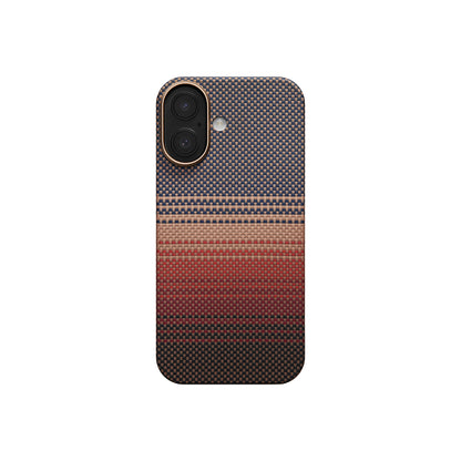 iPhone 17 Kılıf M-safe Şarj Özellikli Aramid Fiber Pitaka Tactile Woven Sunset-Moonrise Serisi Kapak